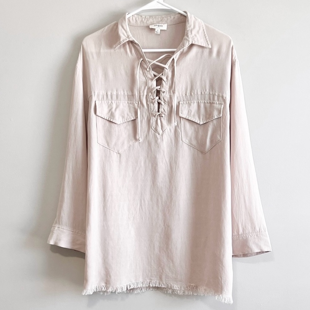 Umgee Lace Up Neck Boho Tunic Top